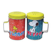 Peanuts Snoopy and Woodstock Friends Forever Tin Salt and Pepper Shakers